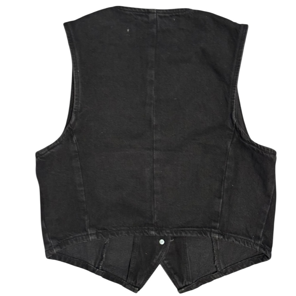 ZARA Cropped Black Denim Vest – Size S – New With Tags - Picture 2 of 4